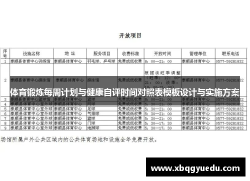 体育锻炼每周计划与健康自评时间对照表模板设计与实施方案